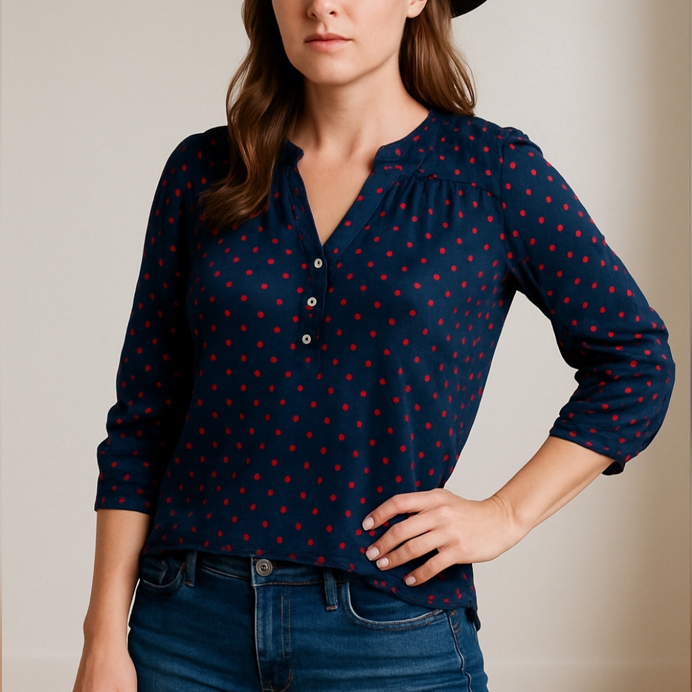Sheer Long Sleeve Polka Dot